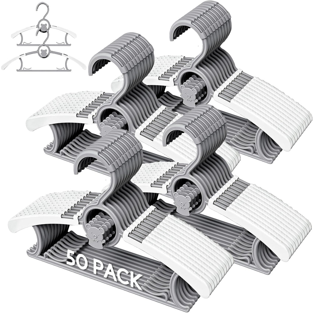Eunhdet lot de 50 cintres bébé montrant l'ensemble compact, idéal pour organisation