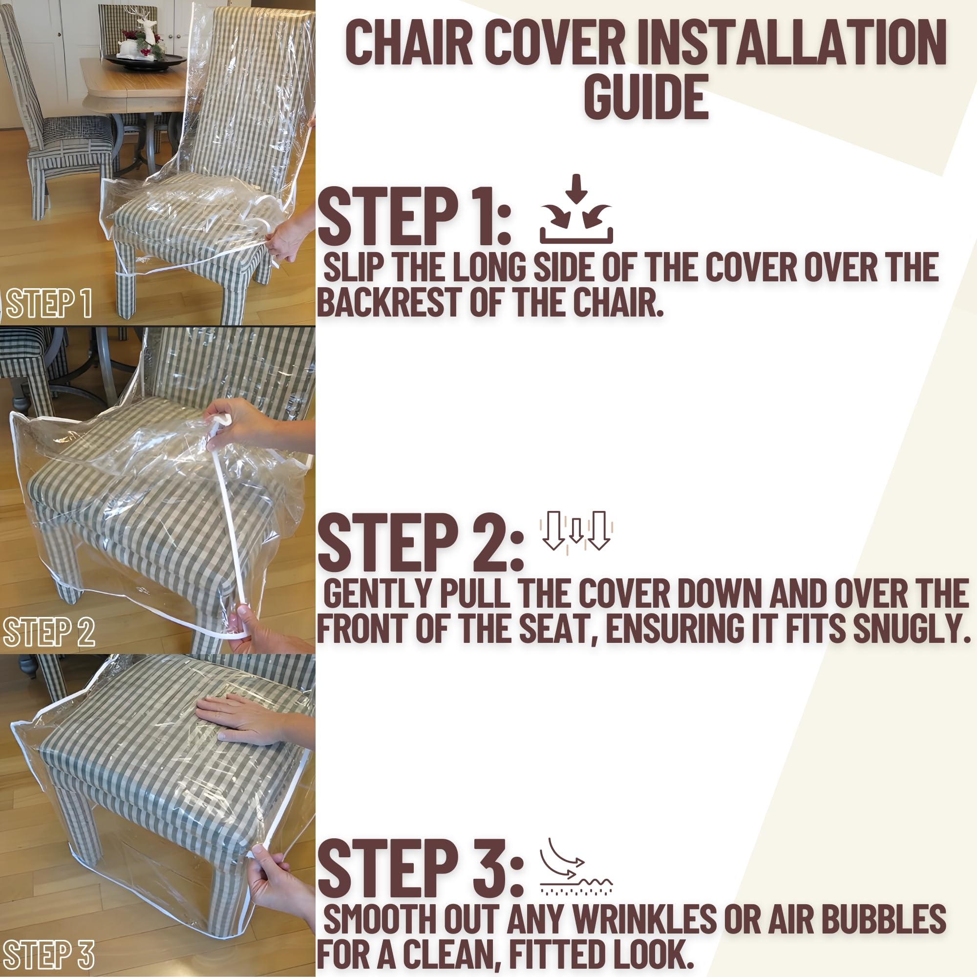 Evelots lot de 4 housses chaise protection uniforme pour salle à manger