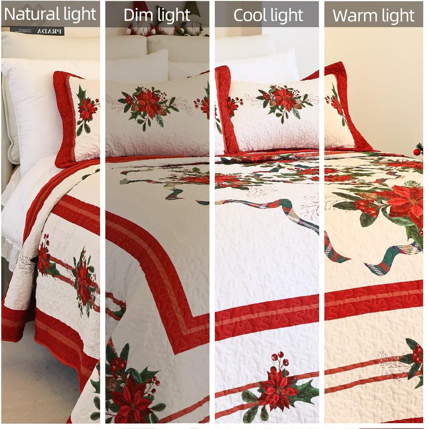 EVENHUG couette installée sur un lit décoré pour Noël, ambiance chaleureuse