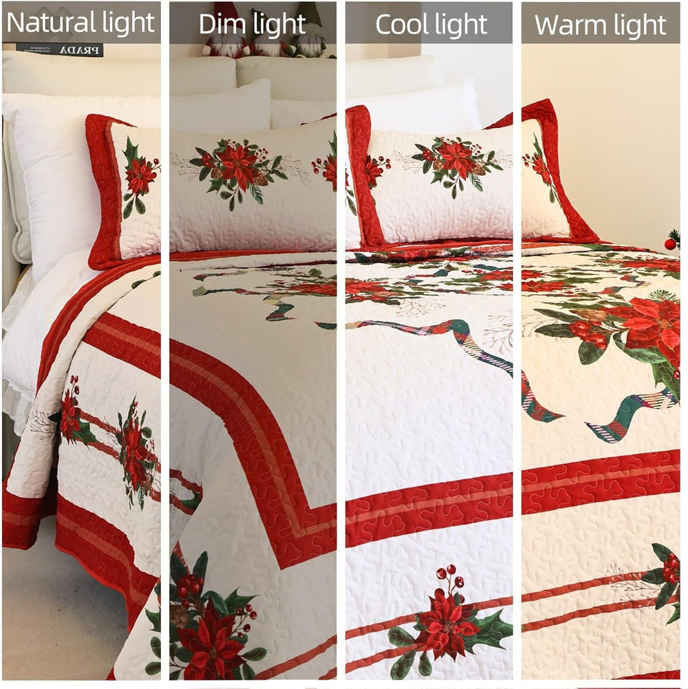 EVENHUG couette installée sur un lit décoré pour Noël, ambiance chaleureuse