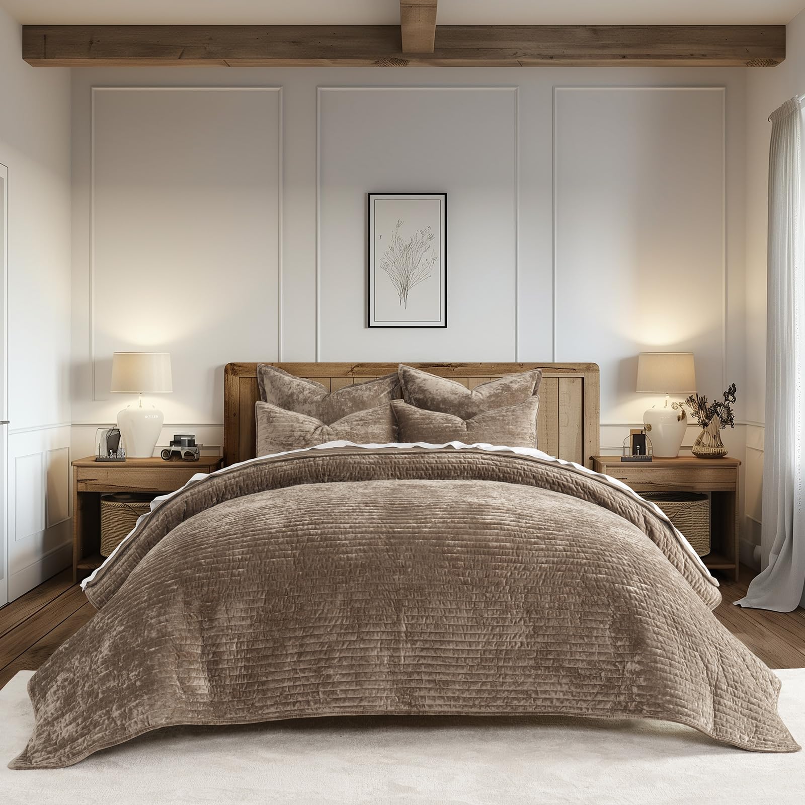 EverGrace couette king mocha vue frontale, apporte élégance immédiate