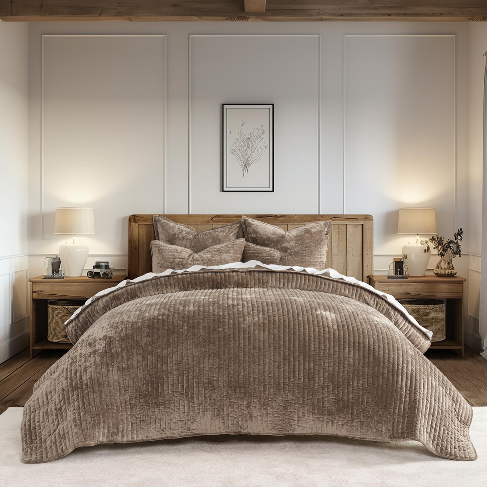 EverGrace couette devant lit montrant finition moka et rendu chic