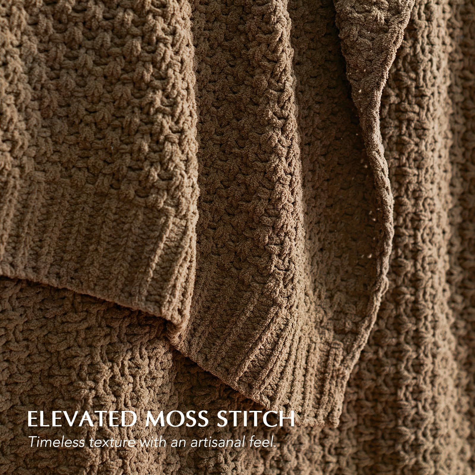 EverGrace gros plan sur la trame moss stitch montrant relief et douceur