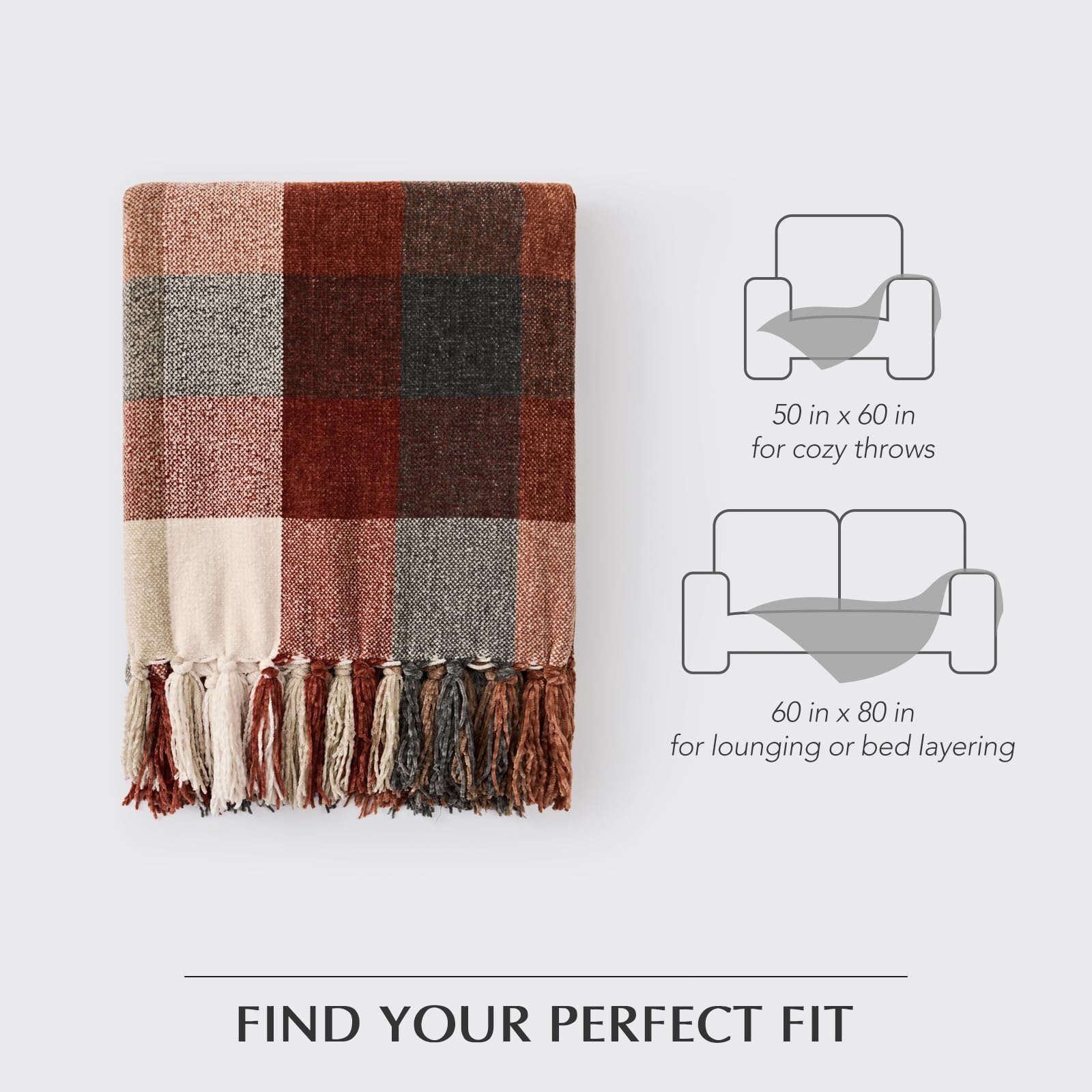 EverGrace plaid à l'échelle d'une personne, visualisation taille réelle