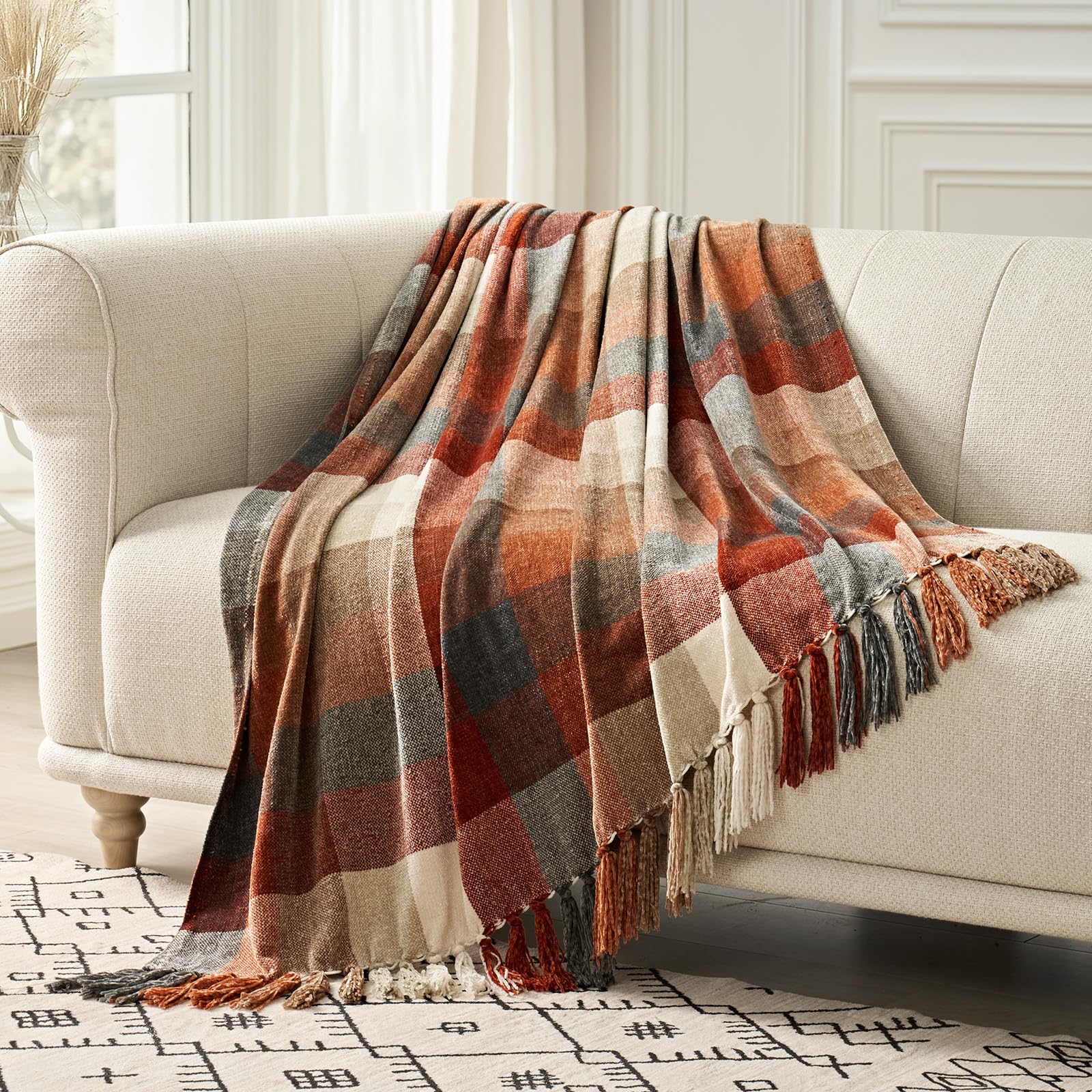 EverGrace plaid face avant harvest orange, ajout chaleur décorative