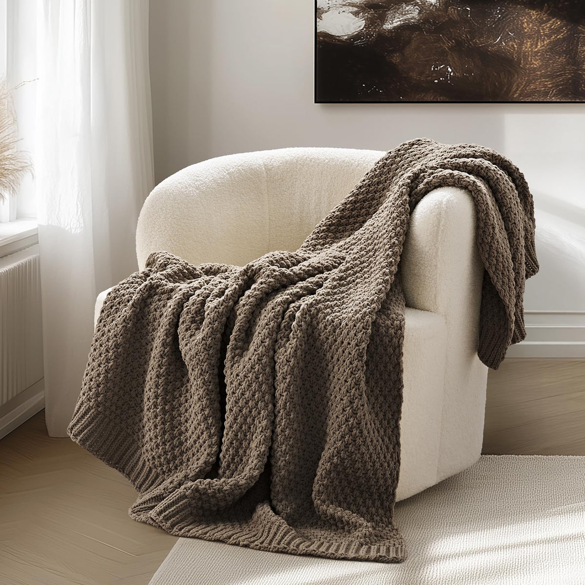 EverGrace plaid face paquet mocha brown montrant design et couleur accueillante