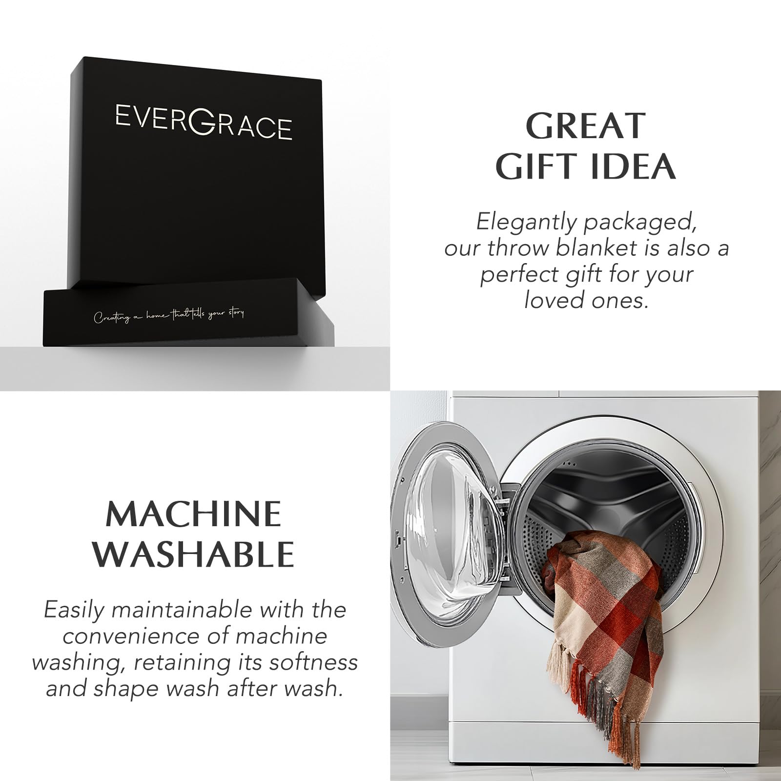 EverGrace plaid en extérieur automnal, ambiance chaleureuse et stylée