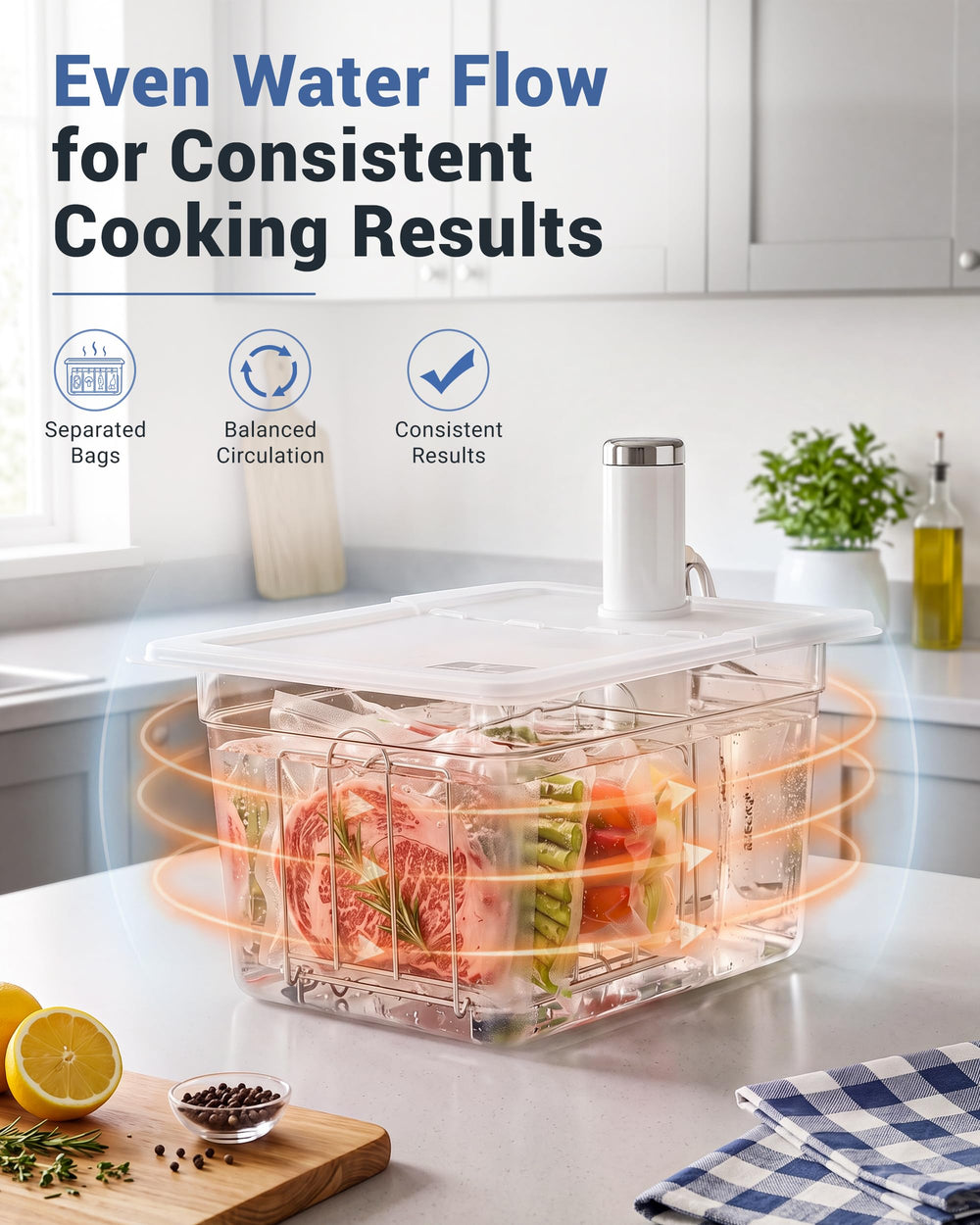 EVERIE bain-marie en cours avec sacs pour cuisson homogène et gain de place