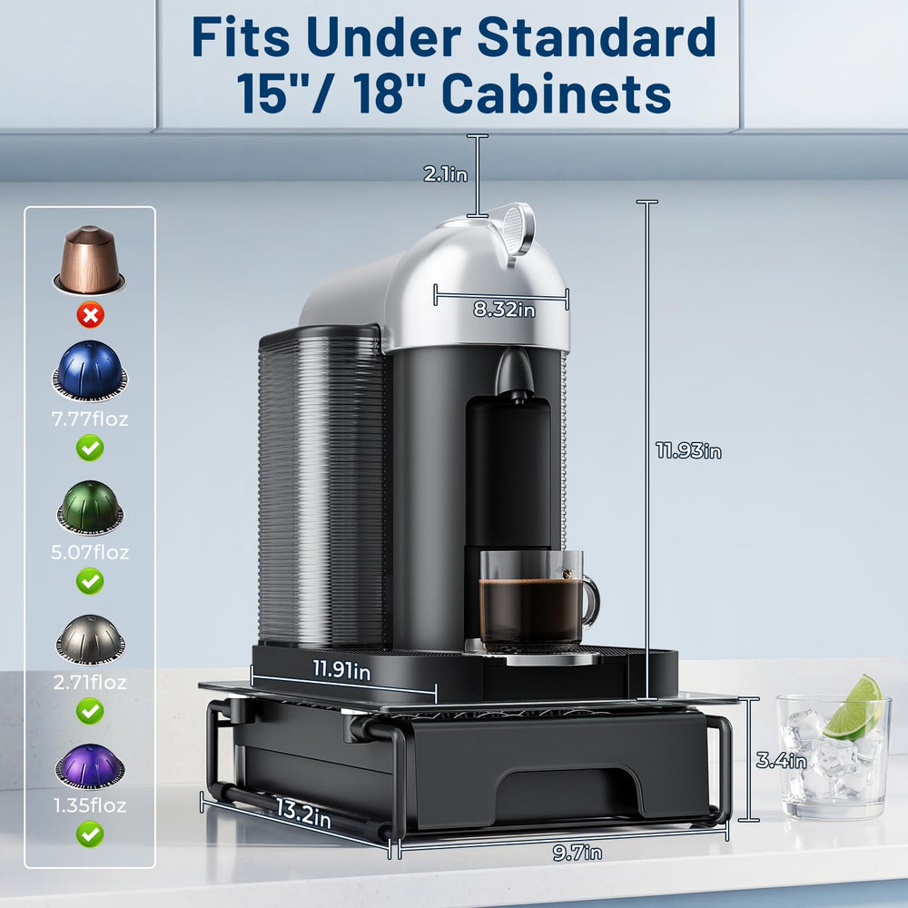 EVERIE sur plan de travail avec machine Nespresso Vertuo, gain de place pratique
