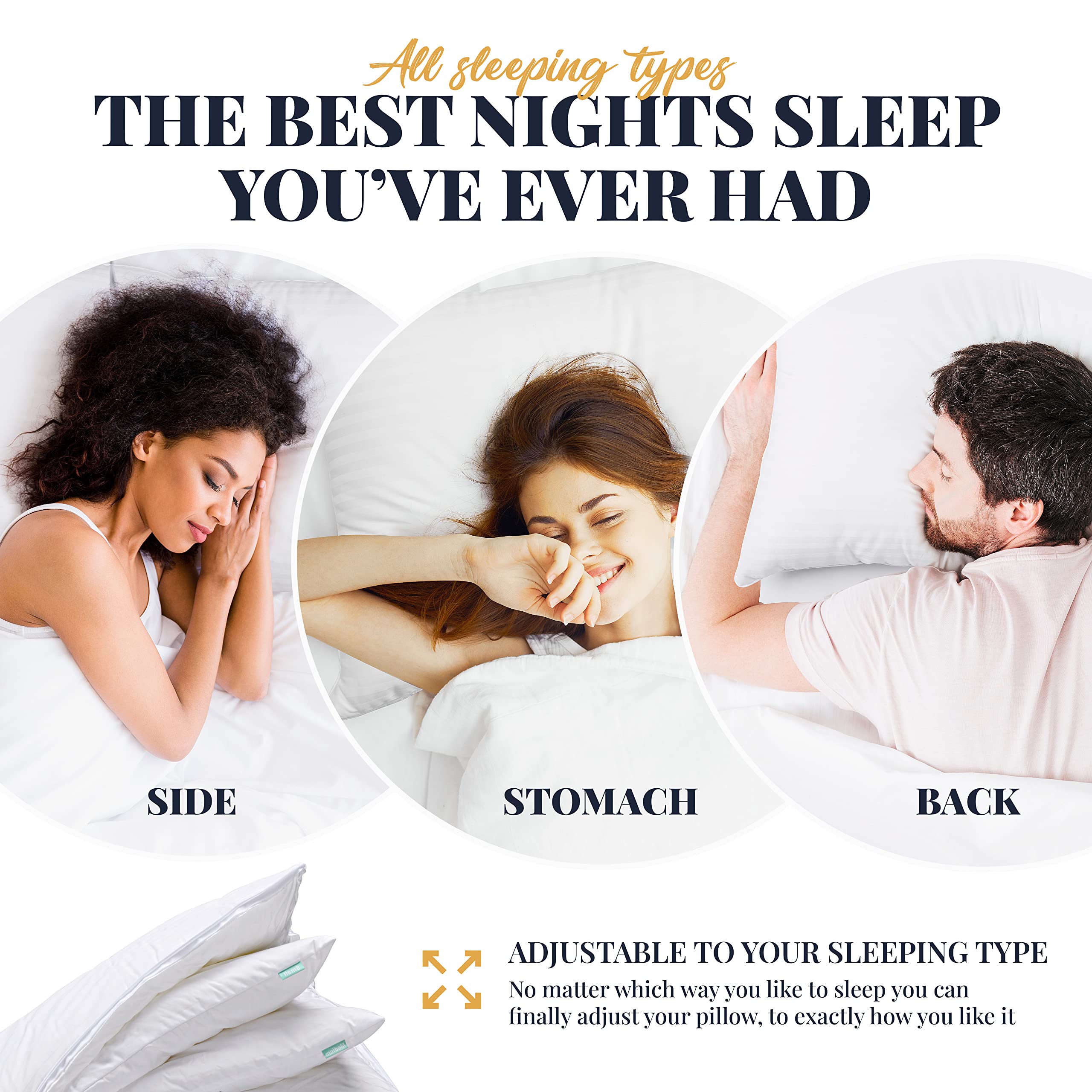 EverSnug oreiller en usage par un dormeur côté, maintien adapté