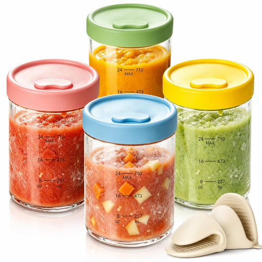 Evjeal boîte en verre 24oz face avant montrant l'étiquette et la protection du contenu