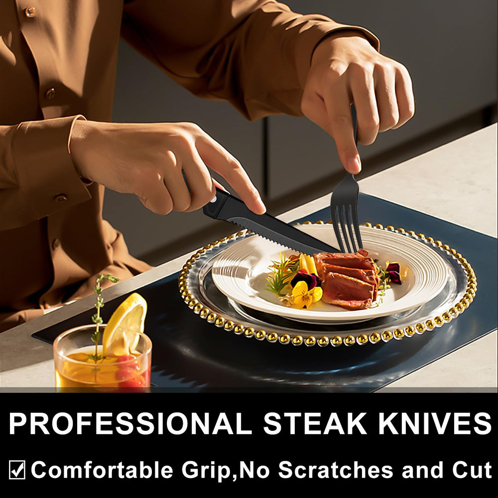 EWFEN couteau à steak tranchant viande montrant coupe nette et robustesse