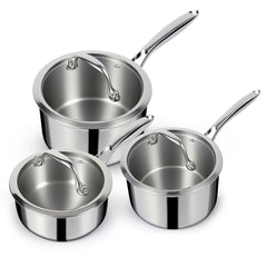 EWFEN ensemble casseroles face avant montrant trois tailles et couvercles — praticité