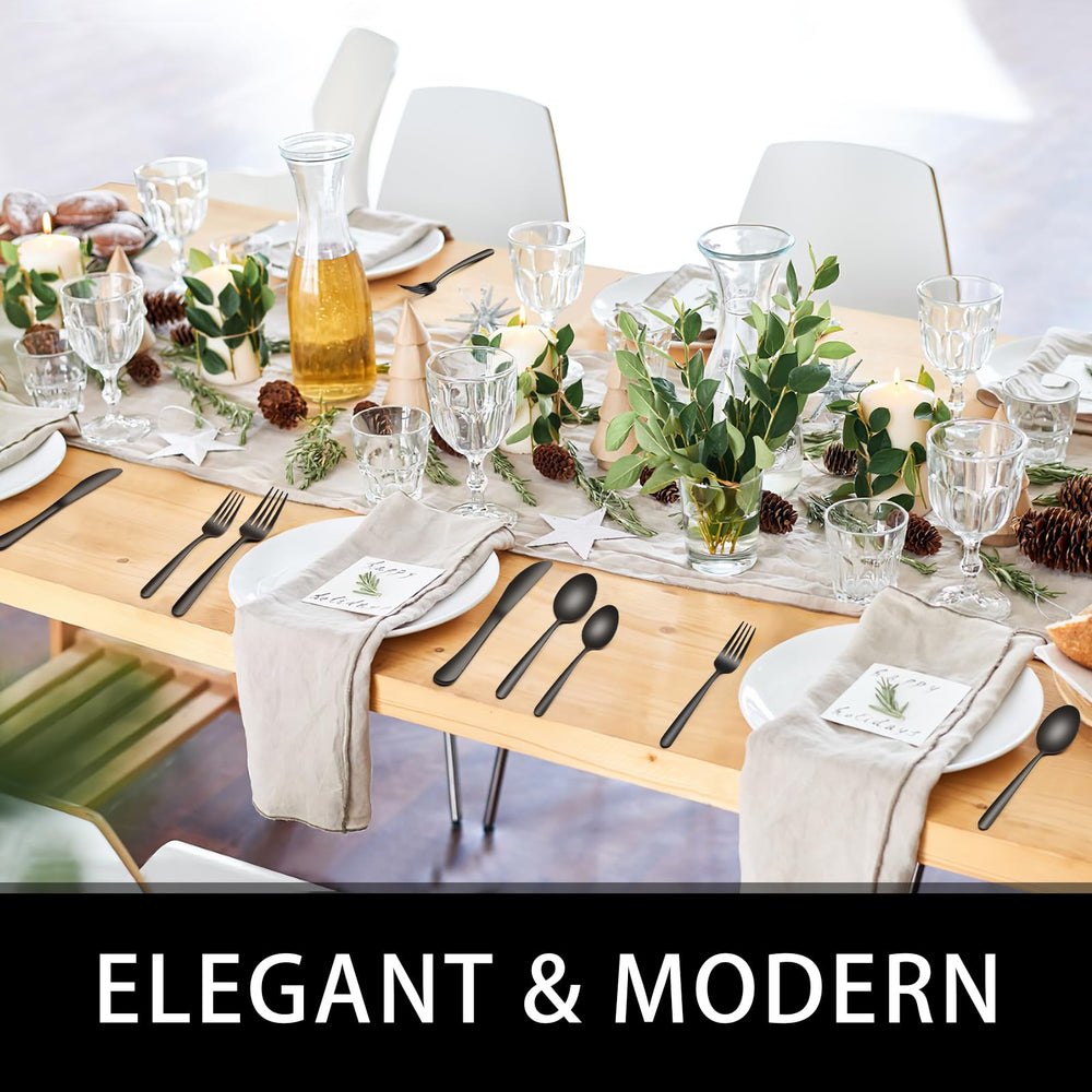 EWFEN table dressée avec le set noir offrant une présentation moderne