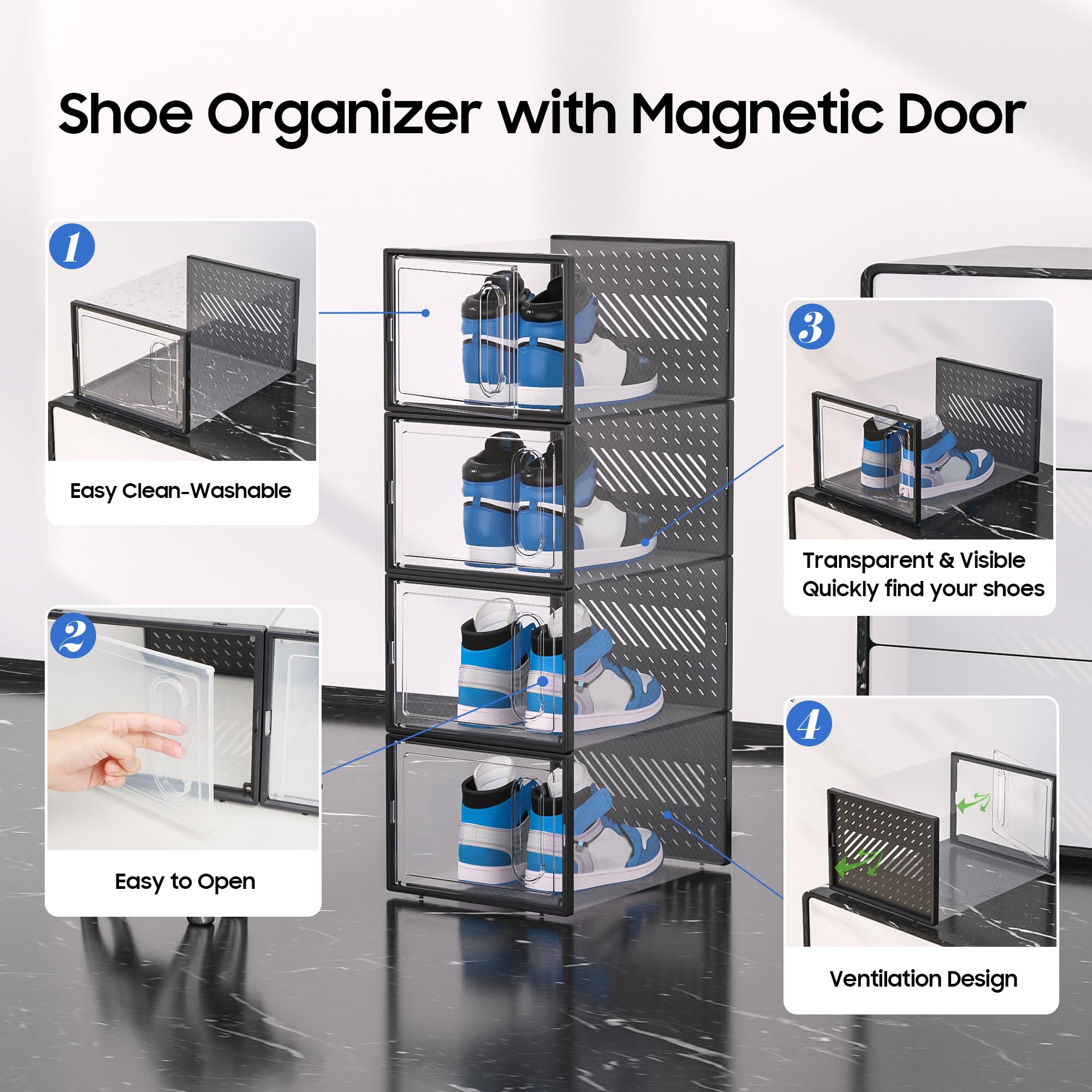eWonLife empilage stable de trois boîtes illustrant sécurité modulaire
