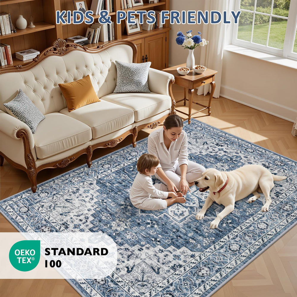ExpediX tapis en chambre créant ambiance bleue apaisante et coordination déco