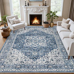 ExpediX vue avant du tapis 5x7 montrant le motif vintage et apporte élégance