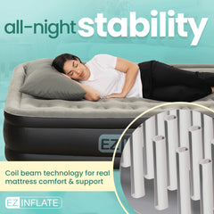 EZ INFLATE matelas gonflé complet illustrant hauteur double