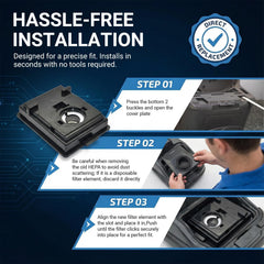 EZ SPARES filtre tenu en main pour montrer installation simple et ajustement
