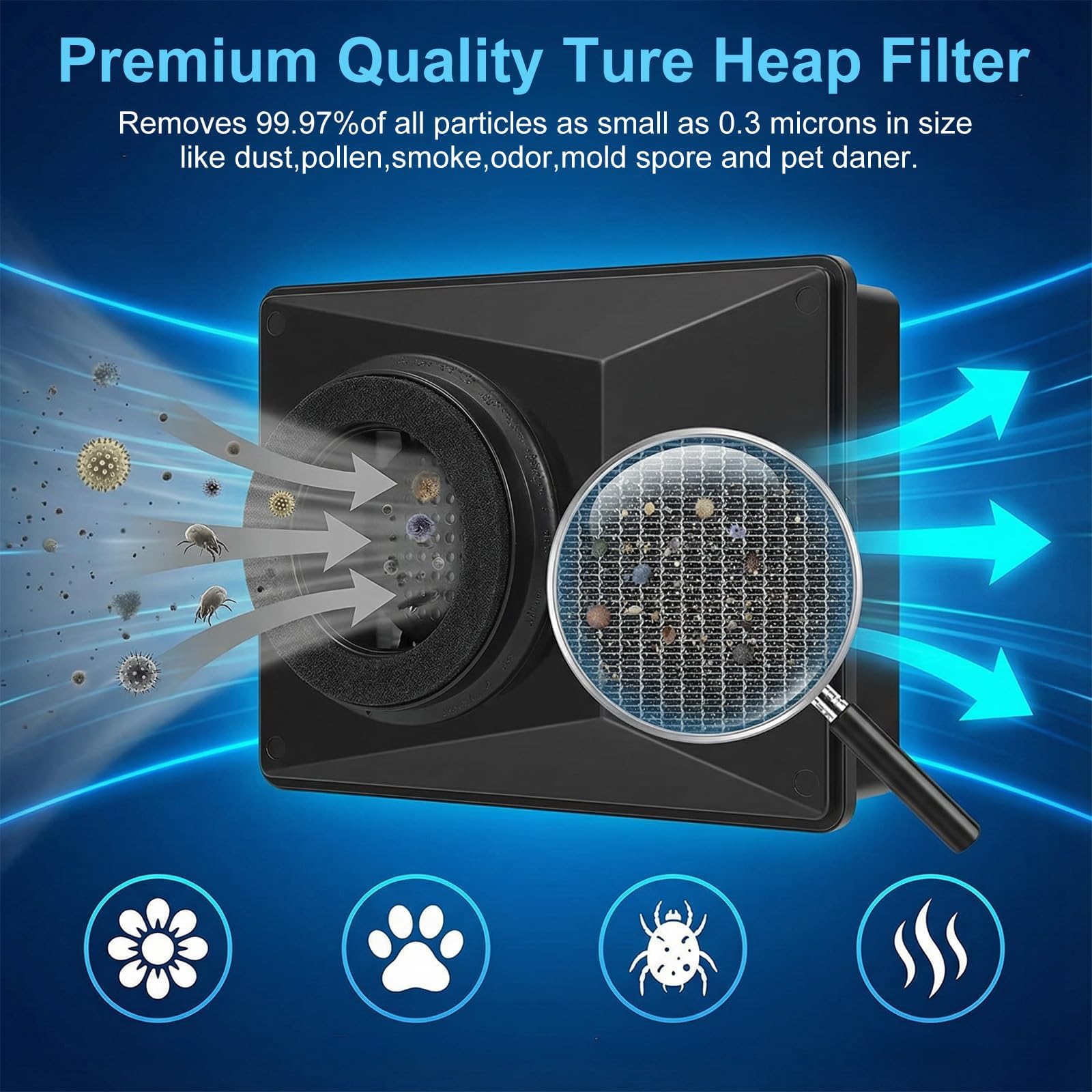 EZ SPARES gros plan des fibres du filtre illustrant durabilité et flux d'air