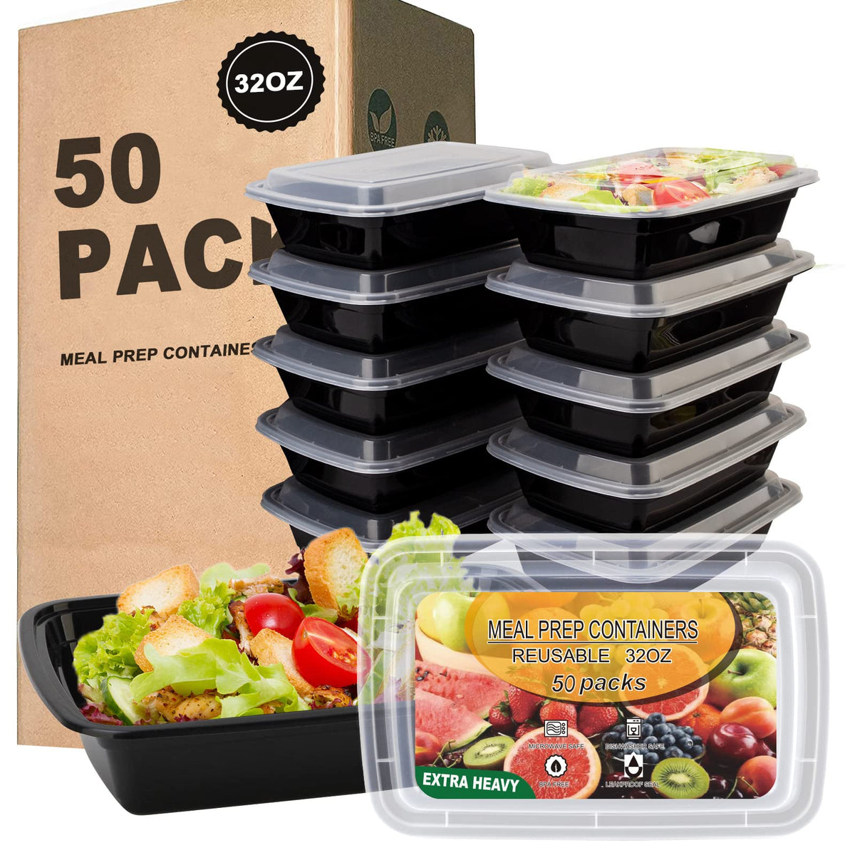 Ezalia emballage 50 boîtes visible, organisation de repas pratique