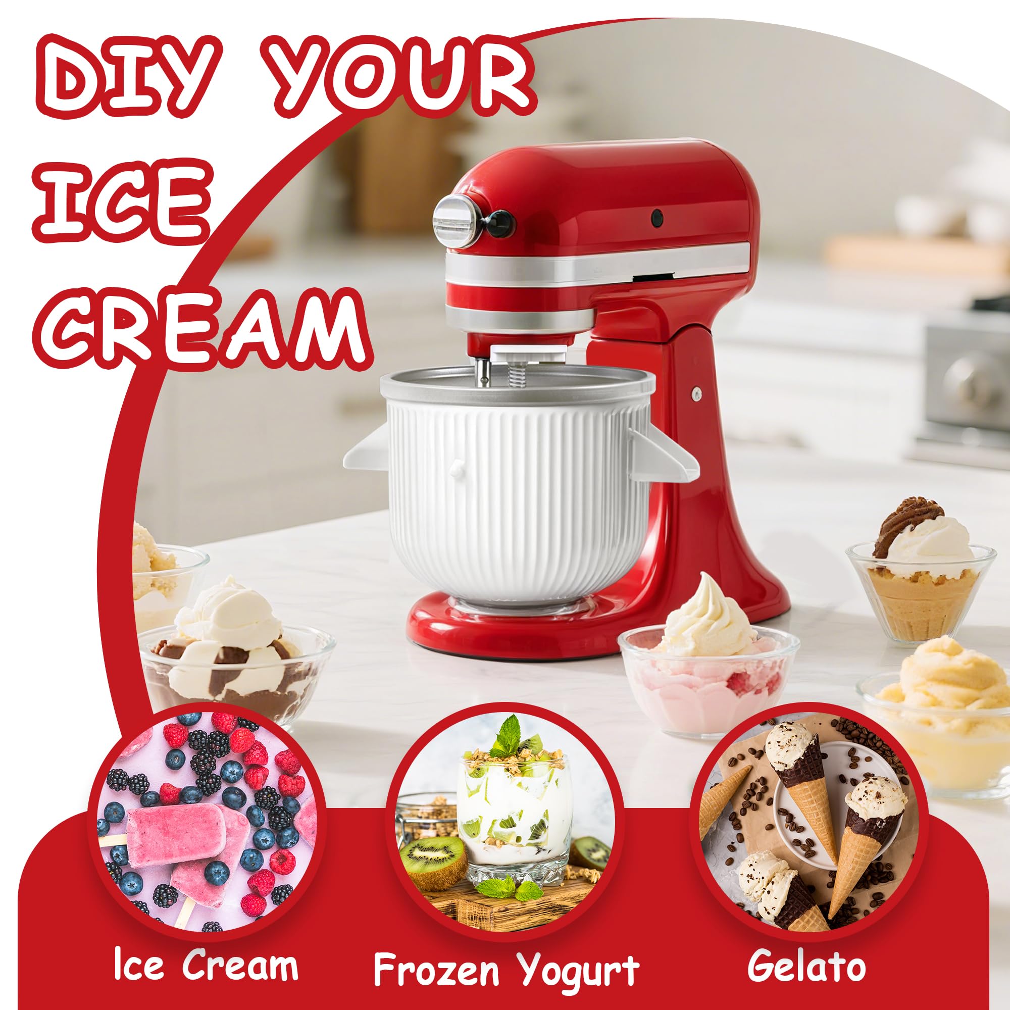 Ezato fixé sur un KitchenAid préparant une glace maison crémeuse rapidement