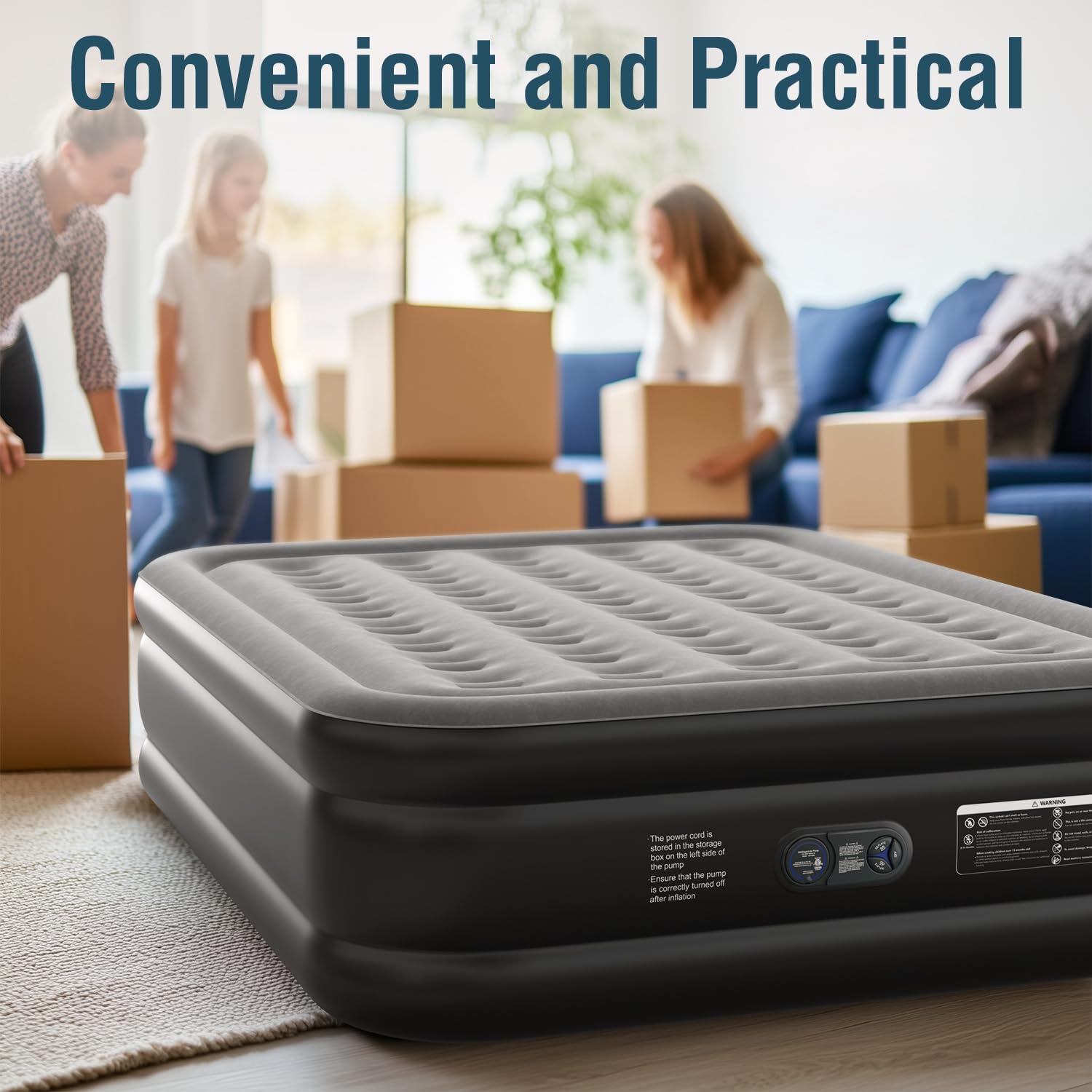 Ezyrest matelas à l'échelle près d'une chaise pour visualiser taille