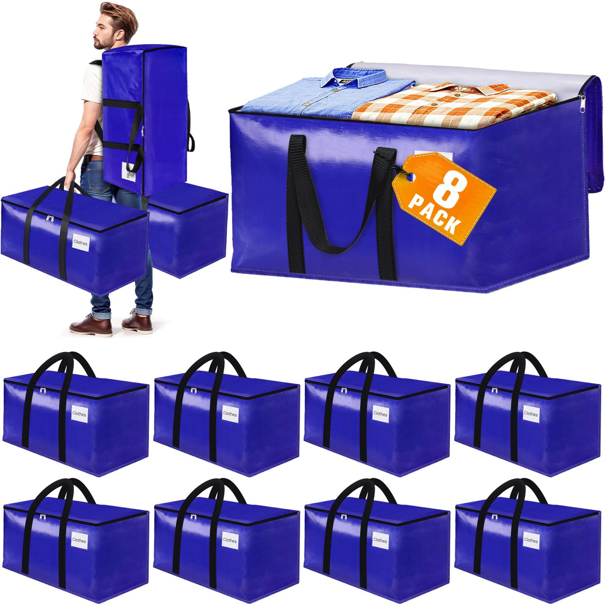 FabSpace sac face avant montrant la grande capacité et la couleur bleue