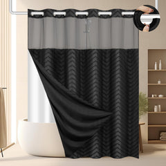 FADOTY rideau de douche noir face pleine montrant style moderne et facilité d'installation