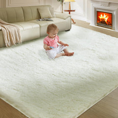 Fairblink vue frontale du tapis crème montrant la texture moelleuse et le design épuré