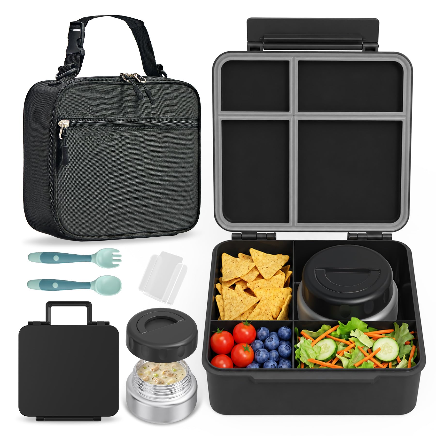 FAJSL boîte bento devant montrant 4 compartiments et organisation pratique