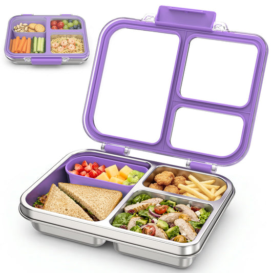 FAJSL boîte repas inox face montrant la finition durable et rangement organisé