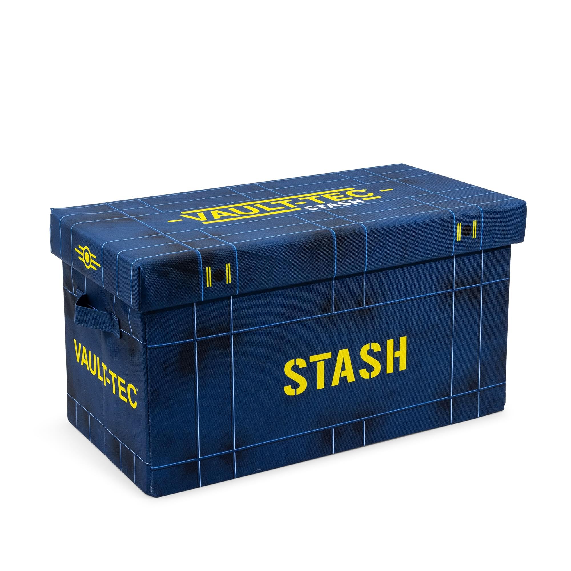 Fallout boîte de rangement face montrant logo Vault‑Tec et style immersif