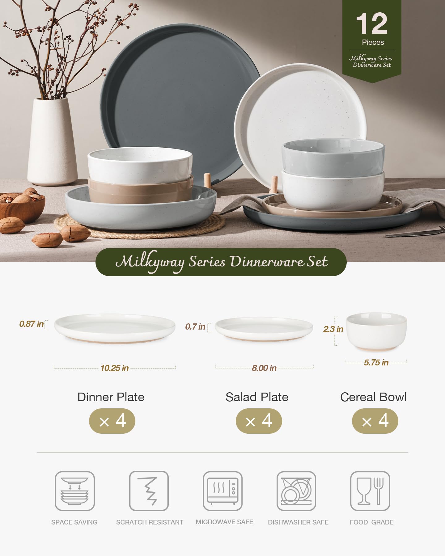 famiware disposition des 12 pièces sur table, Milkyway idéale pour repas en famille