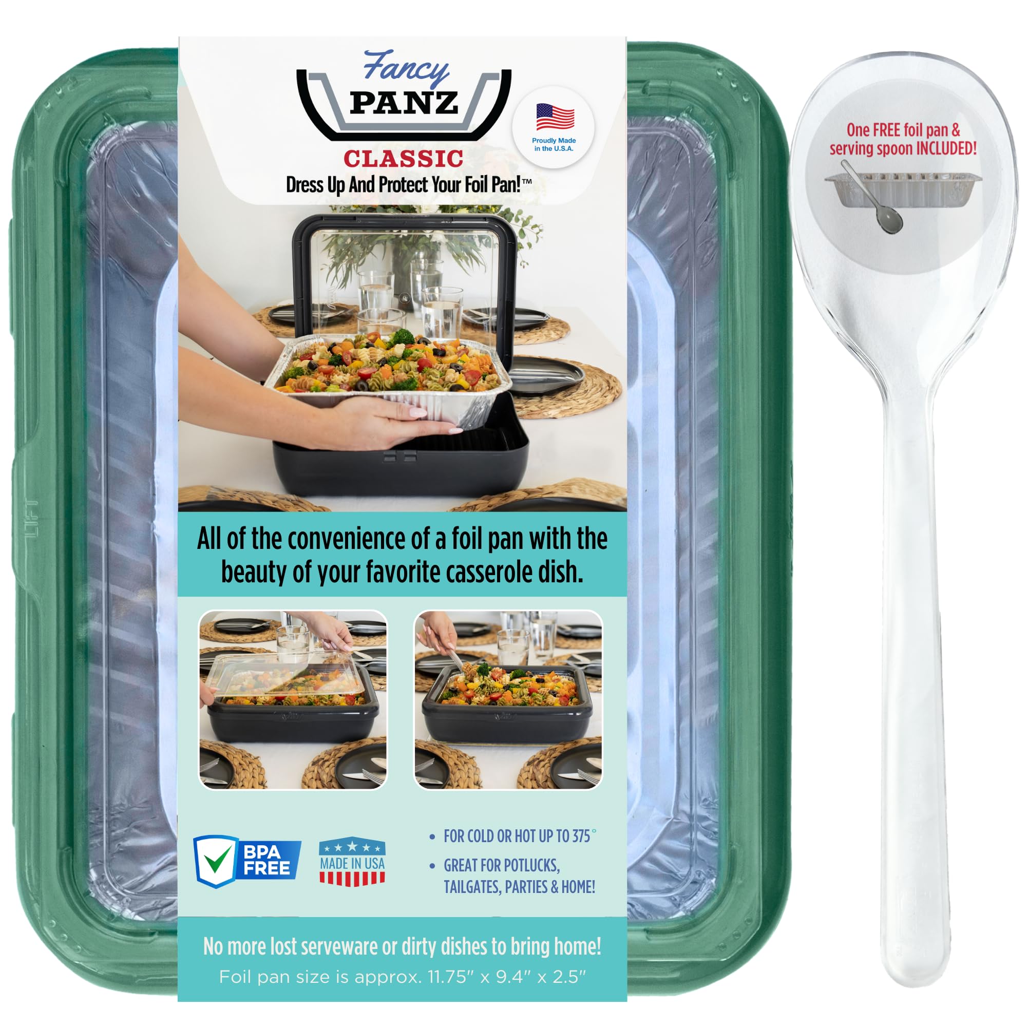 Fancy Panz face avant vert montrant une présentation soignée et transport facile