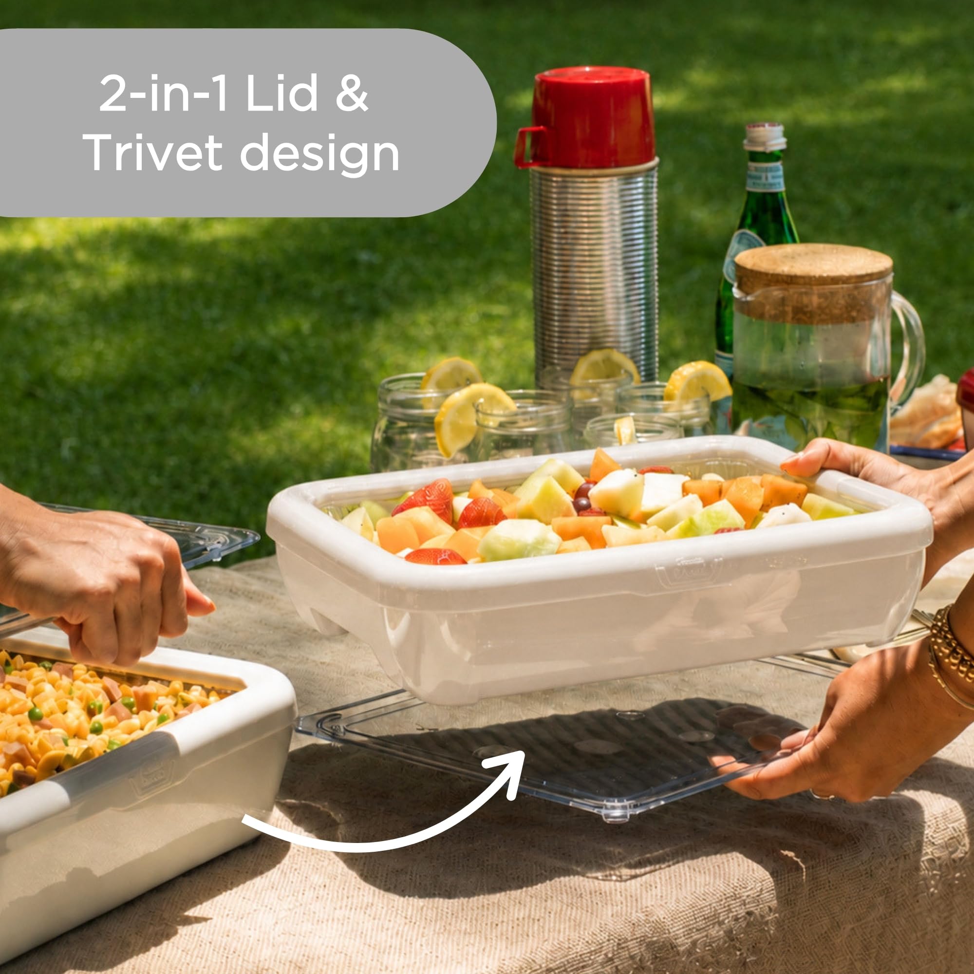 Fancy Panz couvercle posé en dessous utilisé comme trivet pratique