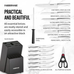 Farberware bloc en pin noir organisant et protégeant les couteaux