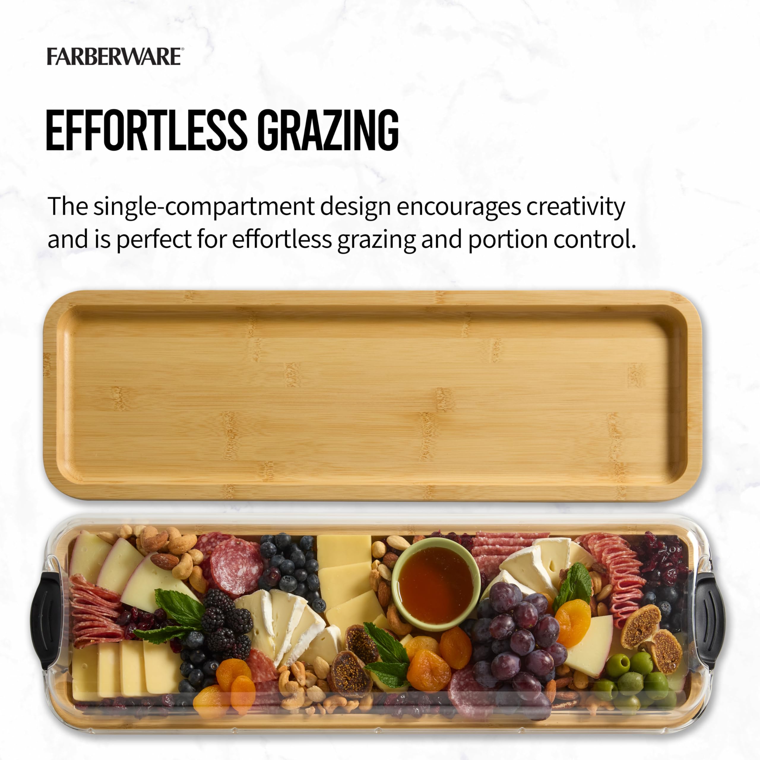 Farberware planche garnie de charcuterie illustrant possibilités d’agencement