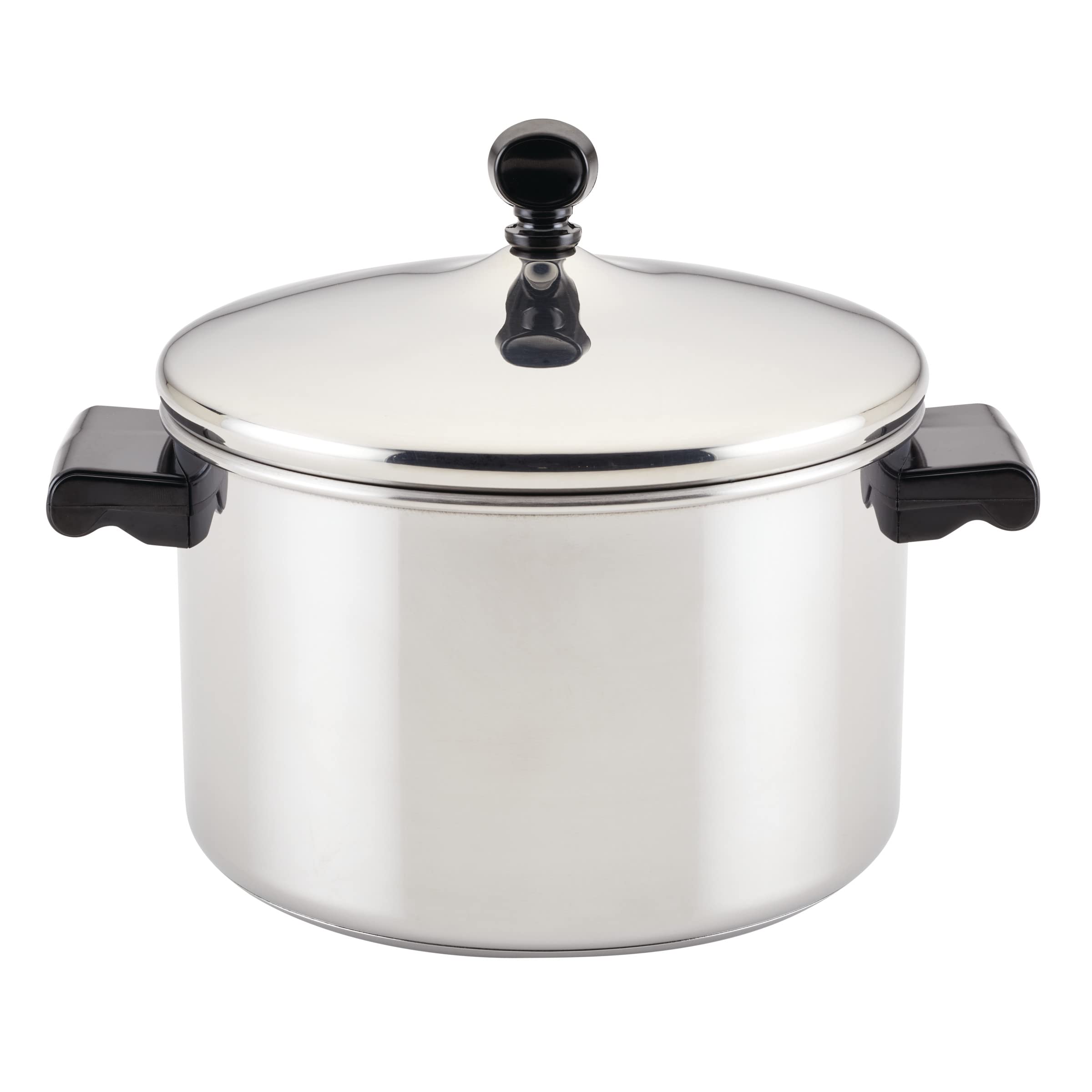Farberware casserole face avant montrant finition miroir et silhouette durable