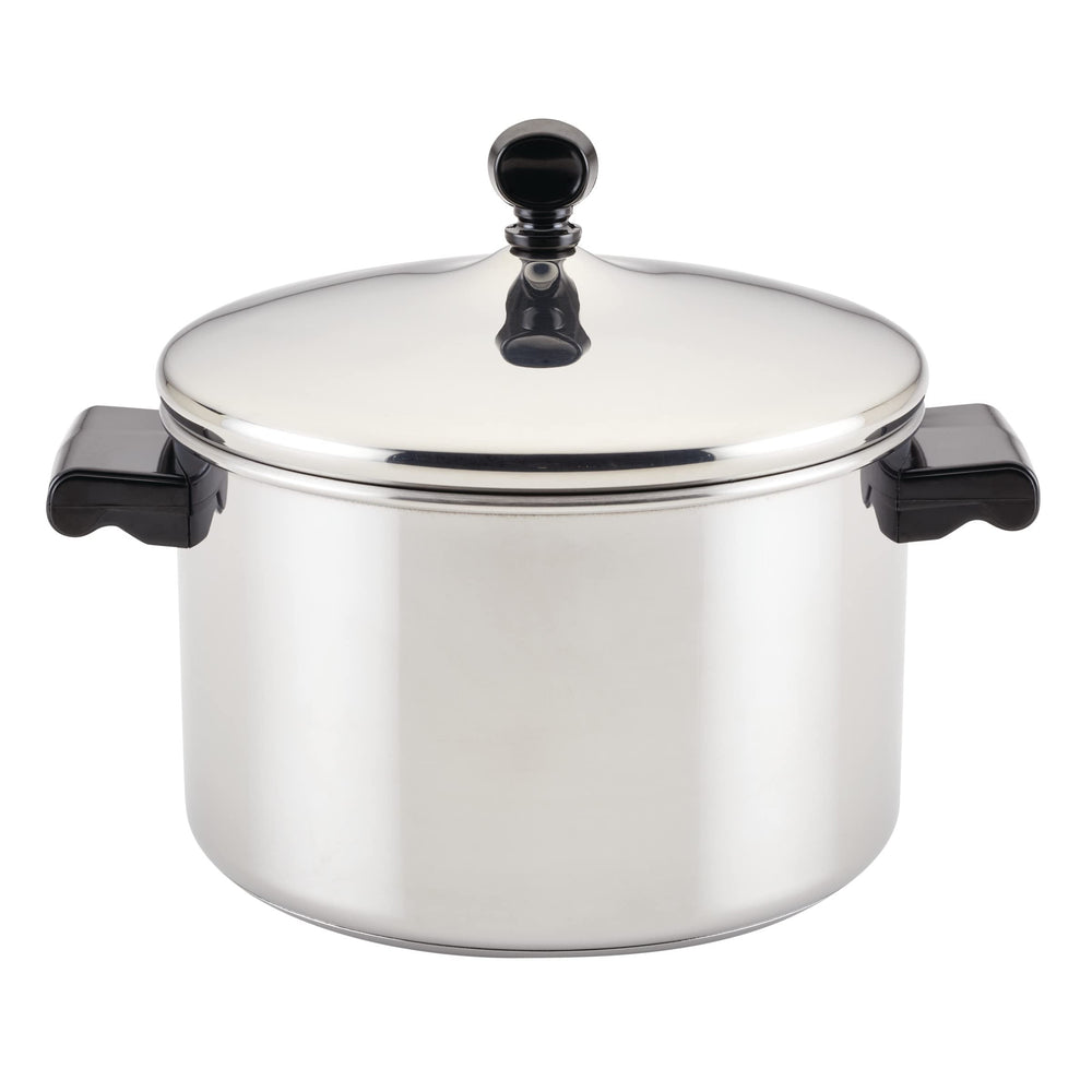 Farberware casserole face avant montrant finition miroir et silhouette durable