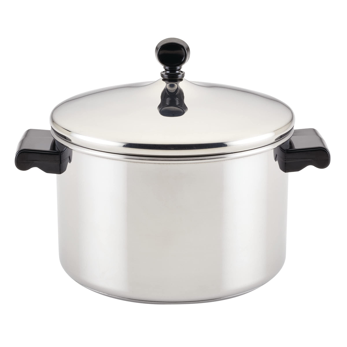 Farberware casserole face avant montrant finition miroir et silhouette durable