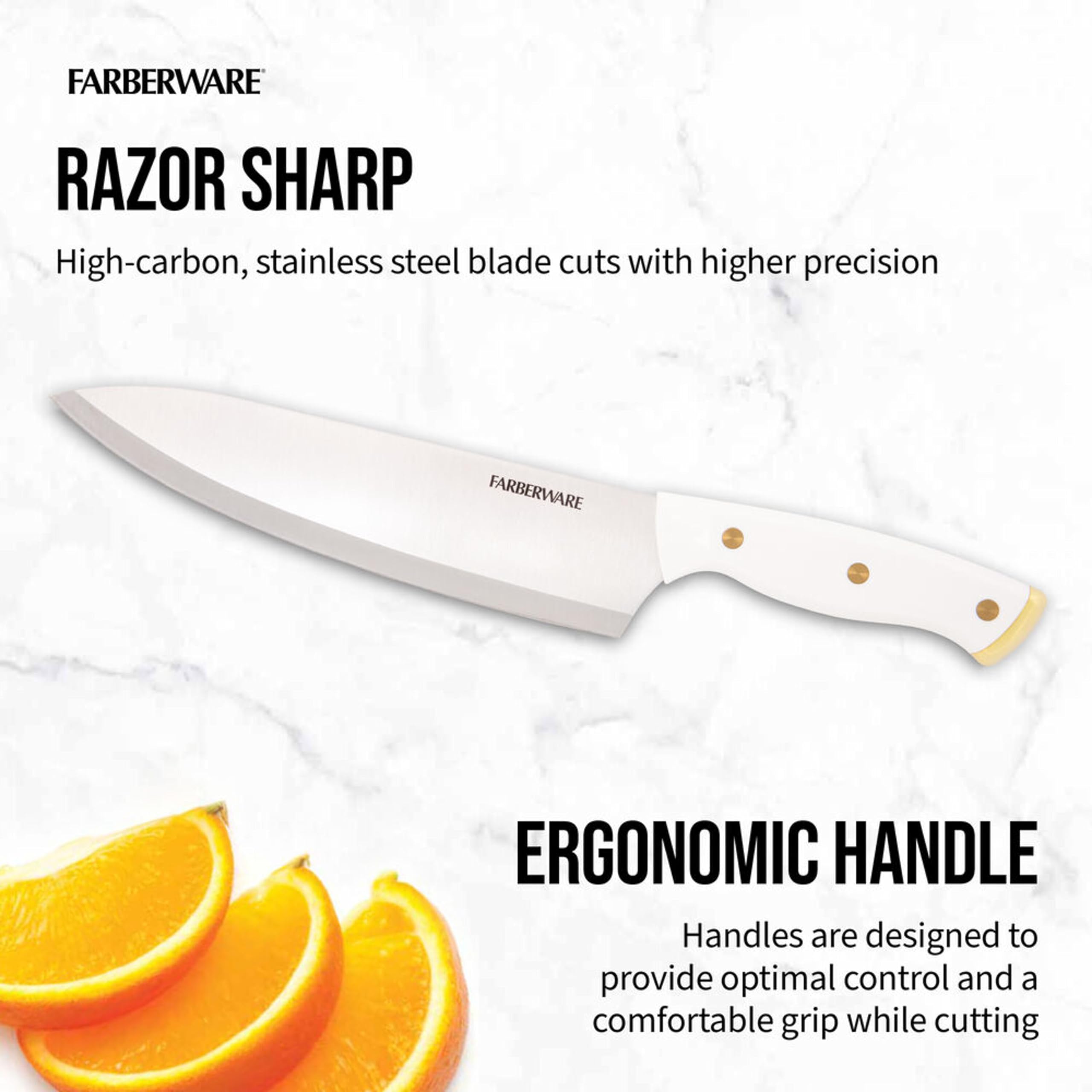 Farberware comparaison d'échelle montrant les tailles de couteaux, choix adapté