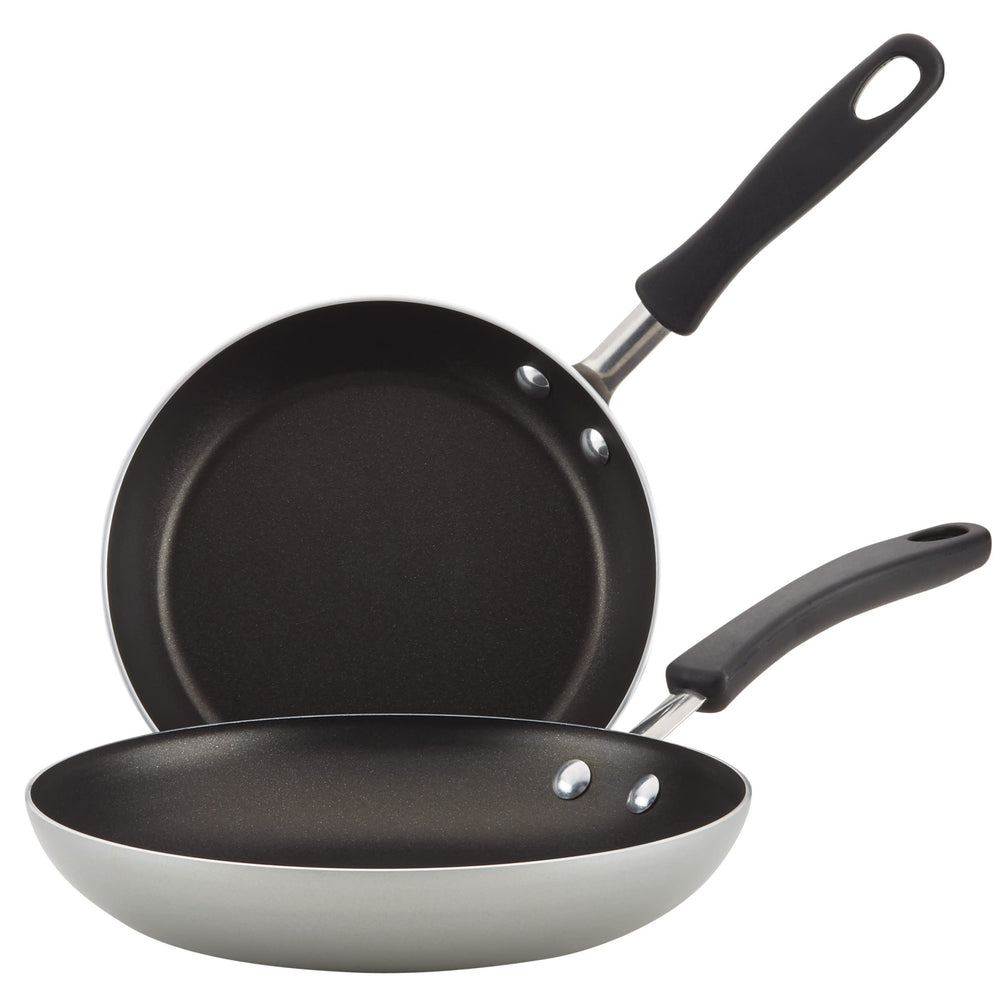 Farberware Cookstart vue avant du lot de deux poêles, présentation élégante et gain de place