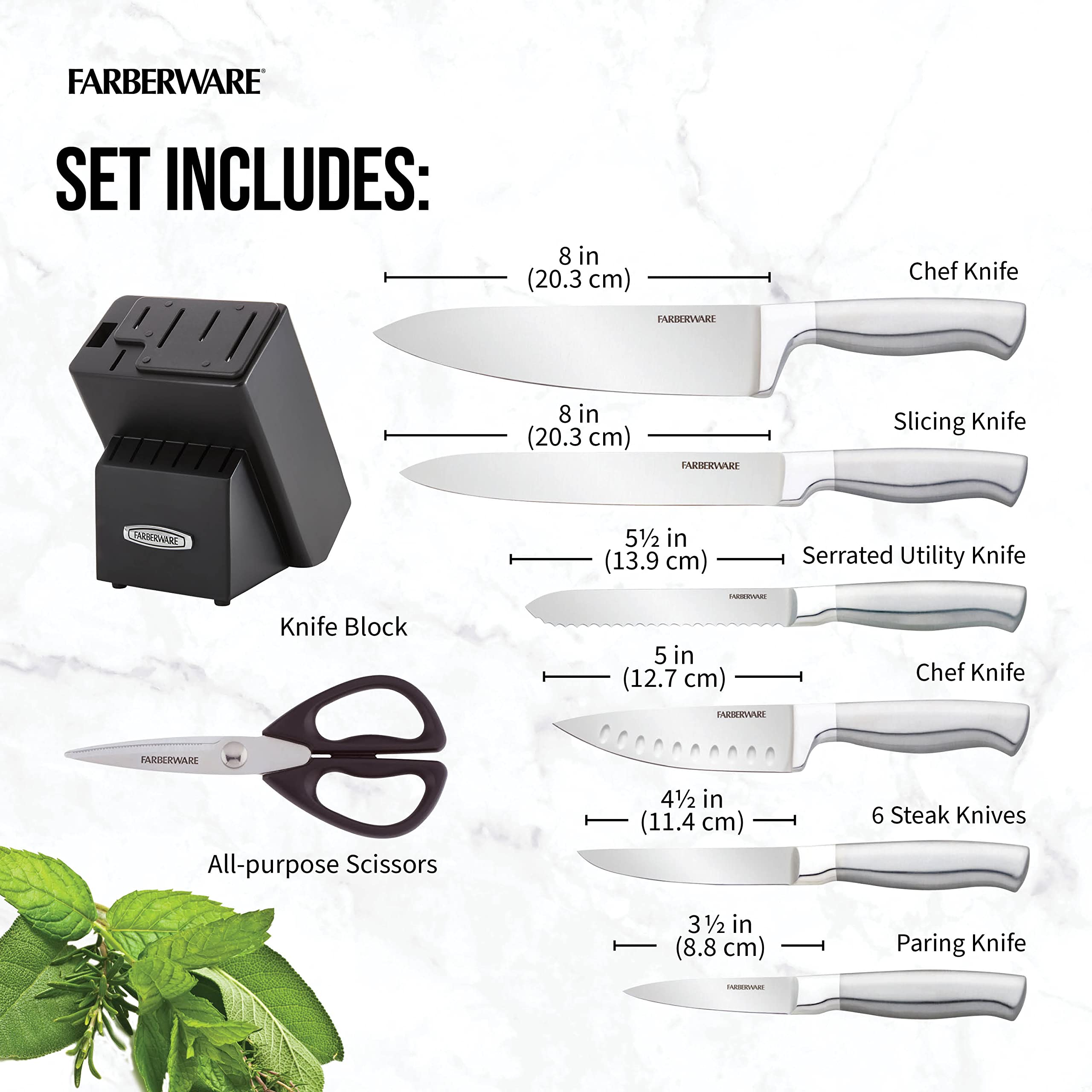 Farberware couteau chef en usage slice pour préparation rapide et sûre