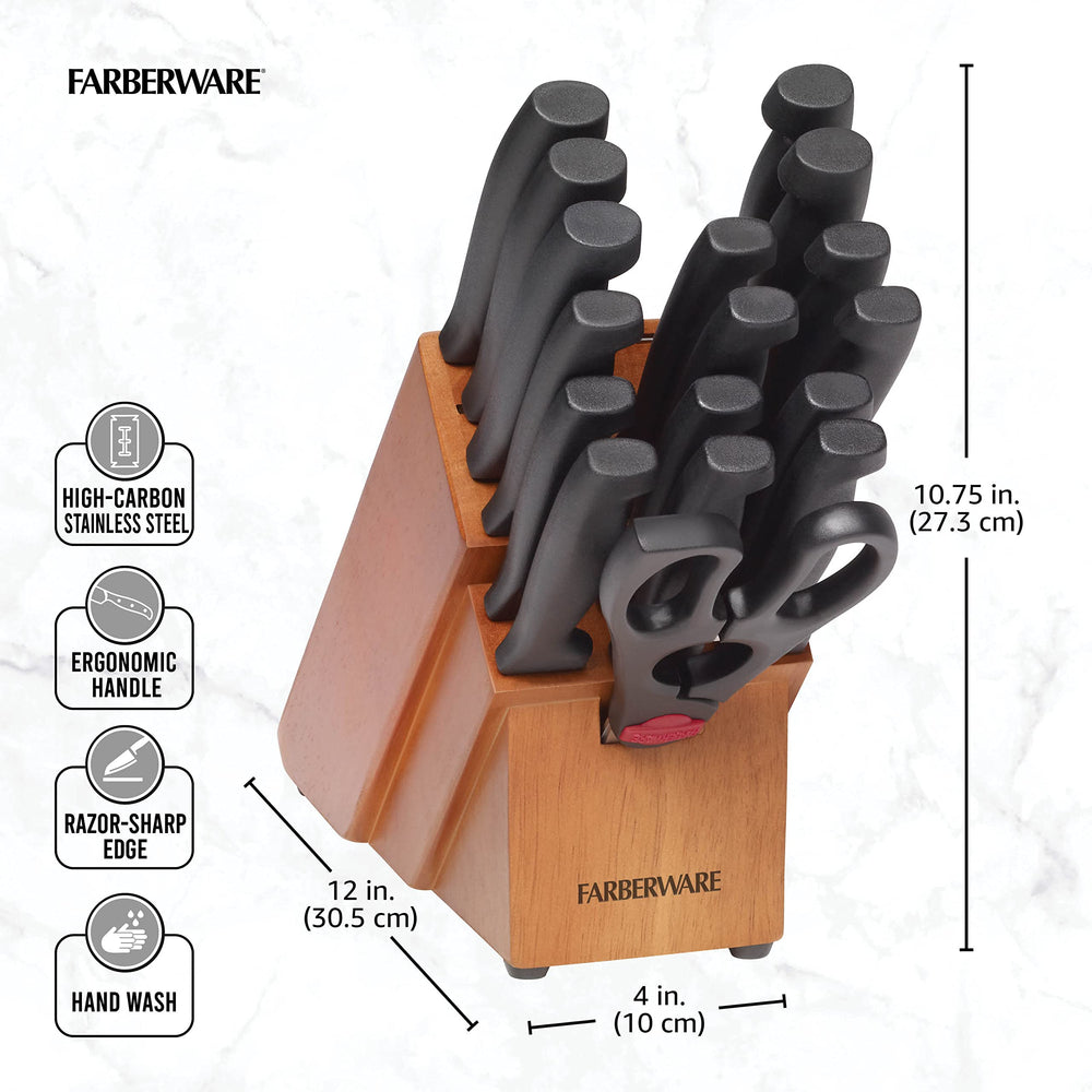 Farberware gros plan lame du couteau de chef pour coupes nettes