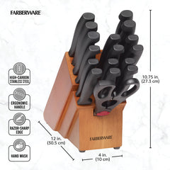 Farberware gros plan lame du couteau de chef pour coupes nettes