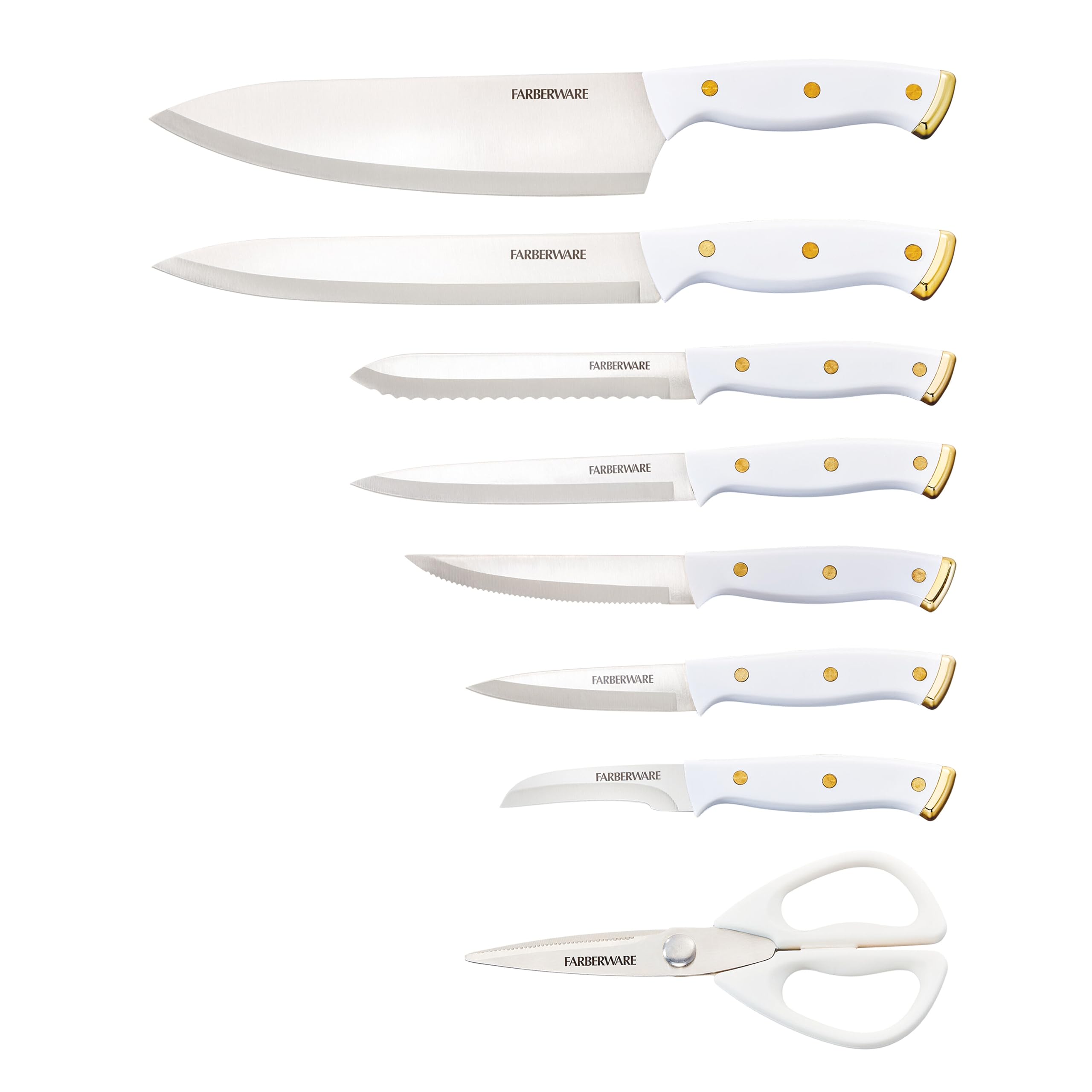 Farberware gros plan lame en acier haute teneur en carbone, coupe durable