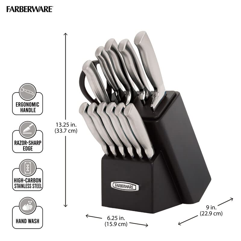 Farberware gros plan lames acier haute teneur en carbone pour coupe précise