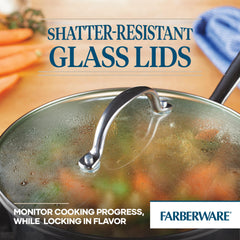 Farberware gros plan inox poli montrant surface durable et élégante