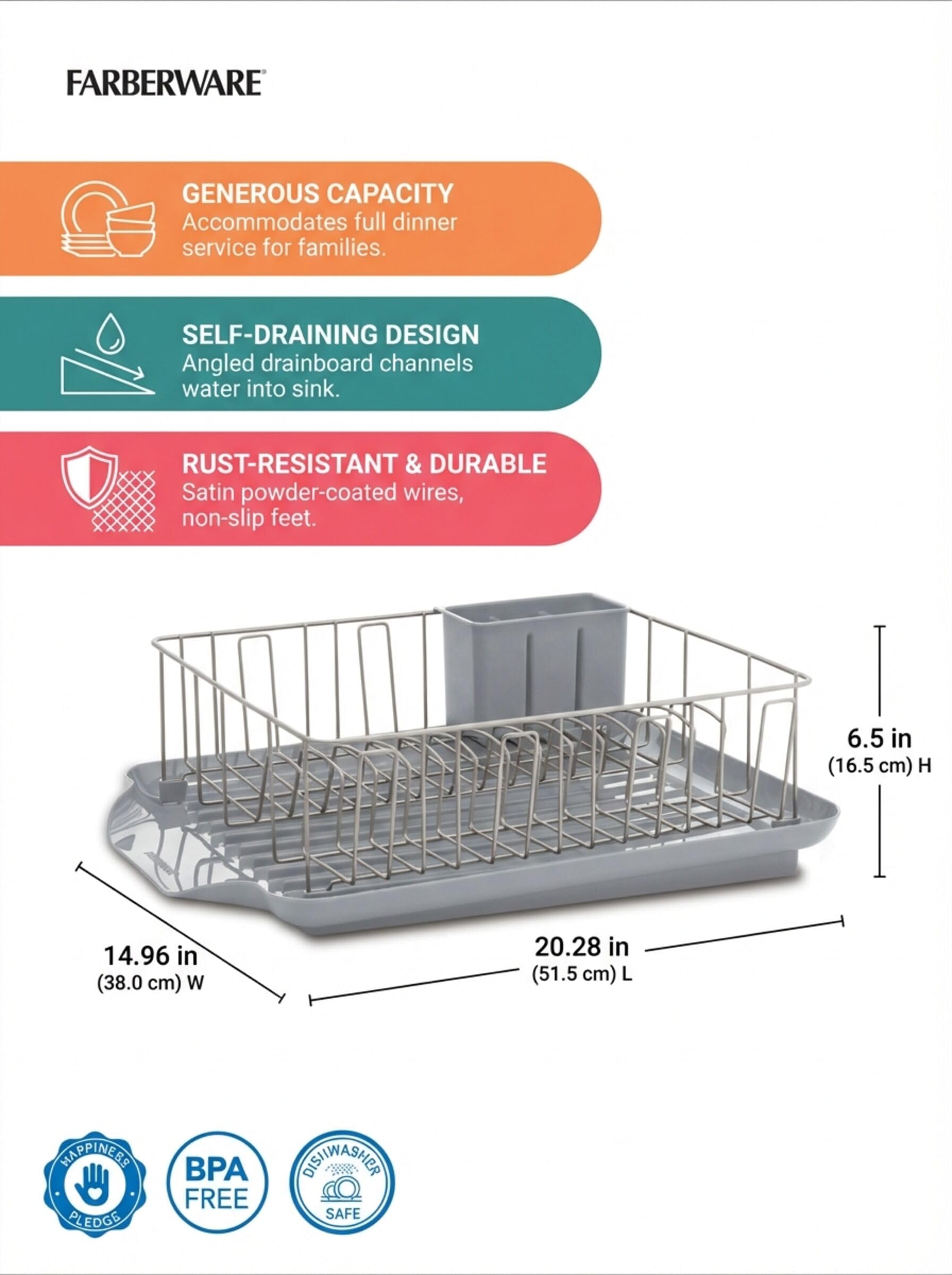 Farberware porte-couverts détachable organise et facilite le rangement